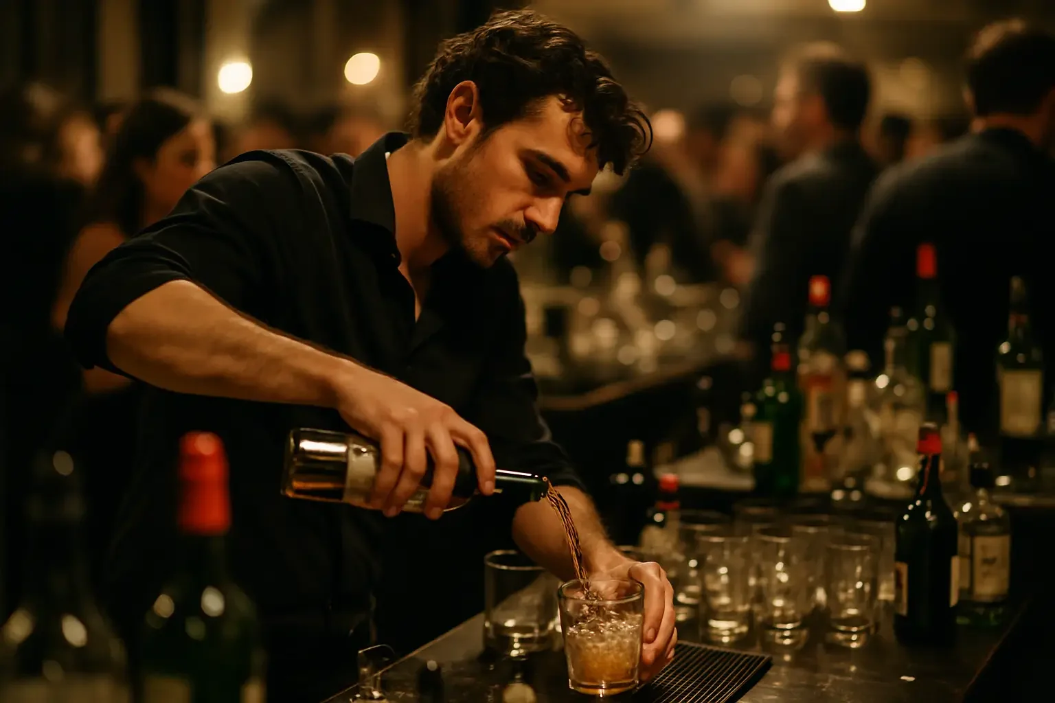 Barkeeper mixt Cocktails an der Eventbar